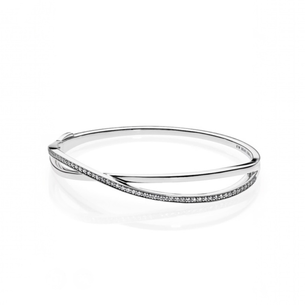 Pandora Entwined Silver Bangle Bracelet size 2